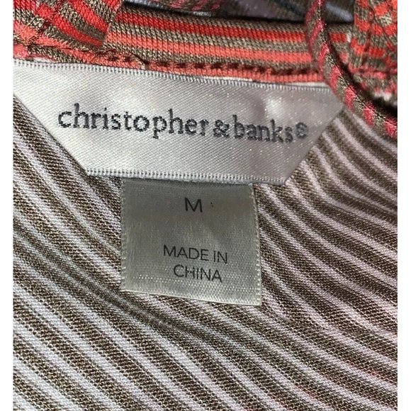 Christopher Banks Sz MEDIUM Taupe Rusty Red Knit Pullover Tunic Bling Floral EUC - Picture 9 of 11